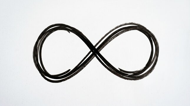 Elegant hand-drawn infinity loop symbol on a white background, representing endless possibilities, continuity, and lifetime business solutions.