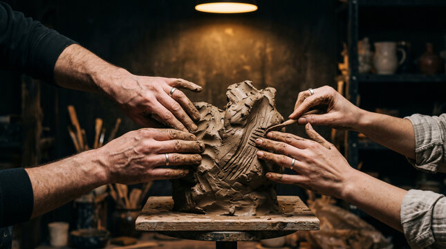 Collaborative clay sculpture