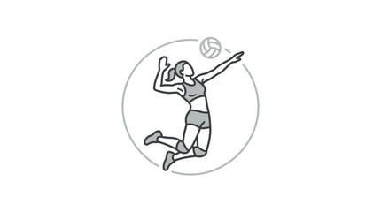 Fototapeta premium Female volleyball player jumping to hit the ball.