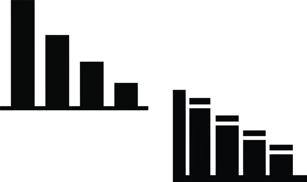 Decline and growth bar graphs silhouette business data visualization