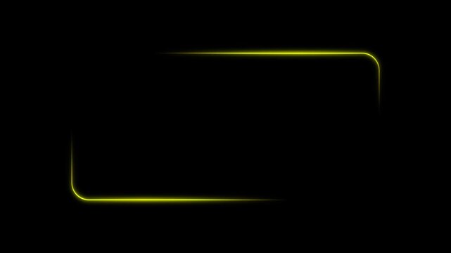 Elegant 4K animated gold frame featuring luxury decorative elements, glowing golden accents, and spacious central copy space on a black background.