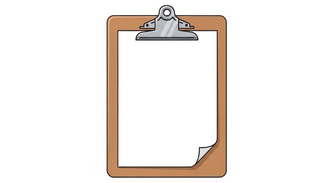 Wooden clipboard with blank paper.
