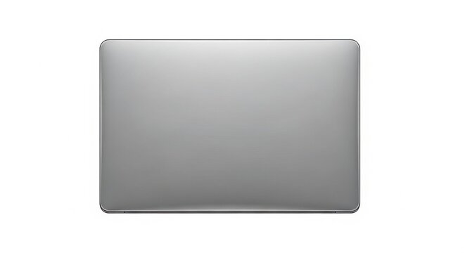 Closed silver laptop top view.