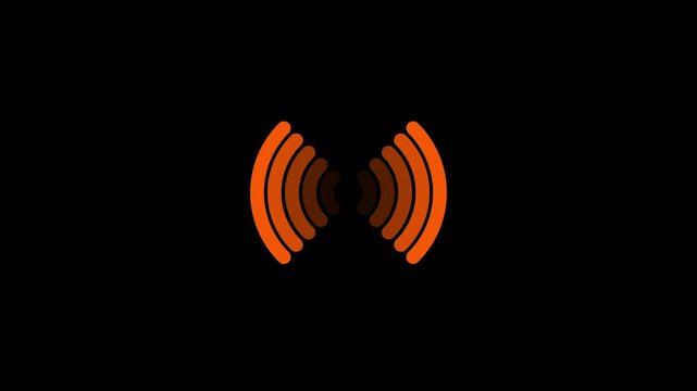 Animated  signal icon pulsing on black background .  White Radio wave abstract vector background . 