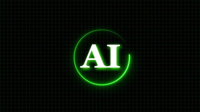 Glowing neon AI circuit board background. performance, and evaluation concept. This clean and modern design is ideal for technology 