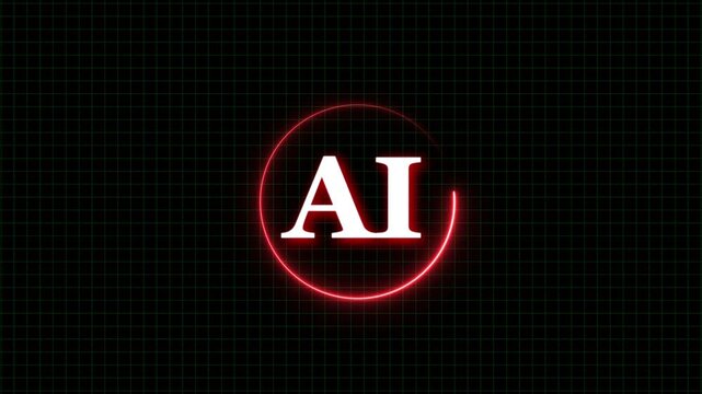 Glowing neon AI circuit board background. performance, and evaluation concept. This clean and modern design is ideal for technology 
