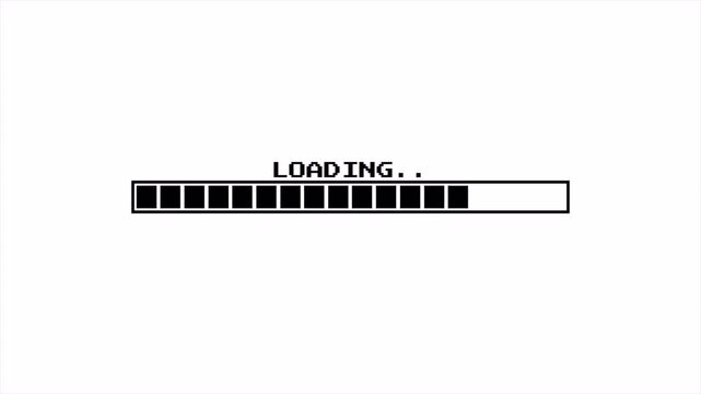 Pixelated Progress Bar Animation with Retro Computing Aesthetic for Gaming Content and Nostalgic User Interface 4k video