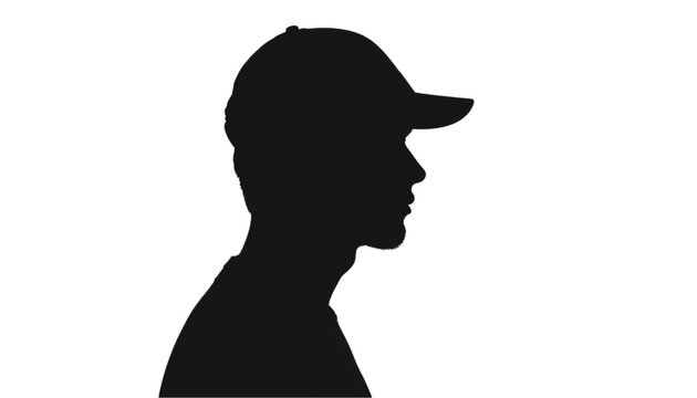 Baseball player stands in a crisp silhouette against a solid white background for artistic display.