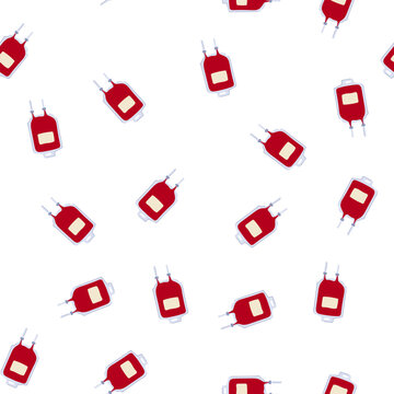pattern transfusion blood donor bag cartoon. plasma platelets, hemoglobin storage, compatibility screening transfusion blood donor bag sign. seamless symbol vector illustration