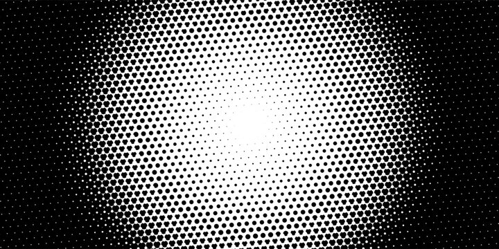 Abstract circular halftone dots pattern background with radial gradient effect