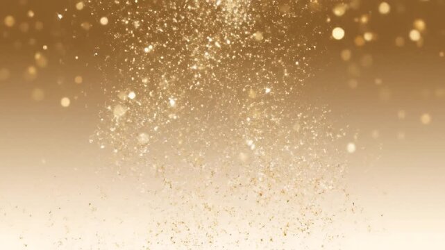 Elegant champagne gold to ivory gradient mesh background with subtle sparkle and descending shimmer effects.