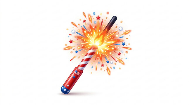 American flag design firework exploding with colorful sparks