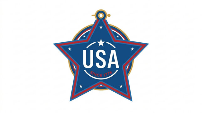 USA star shaped patriotic badge with red white and blue colors
