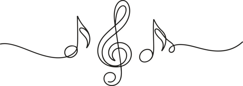 Black musical notes on a in a flowing line art style