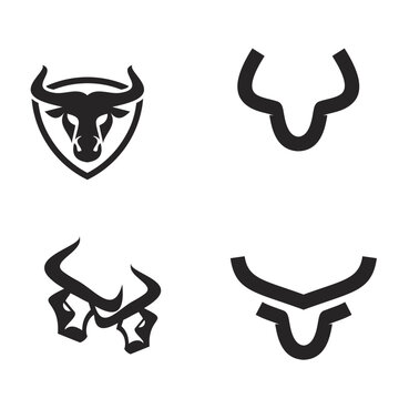 Minimalist Bull Head and Horn Logos Set - Vector Icons for Strength, Power, and Sports Branding