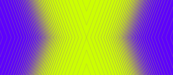 Plakat Chevron zigzag vector pattern in neon yellow and electric purple converging into a bold X-shape, creating a dynamic optical illusion of speed and motion for sports and energetic branding.