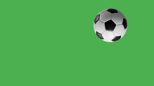 A bouncing soccer ball animation rolling across a green screen backdrop.