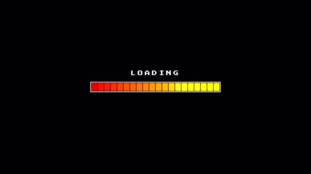 Retro 8-Bit Progress Bar Animation for Game Software Loading and Digital System Initialization Interface 4k video