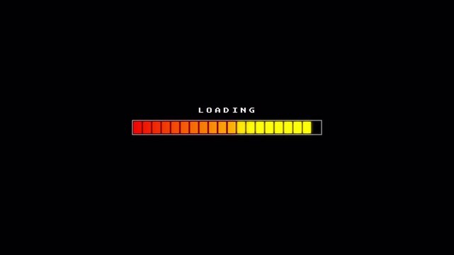 Retro Pixelated Loading Screen Red Progress Bar Animation for Gaming and Software Updates 4k video