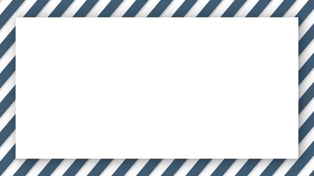 Clean white rectangle with blue and white diagonal stripes motion graphic background clean minimal design.