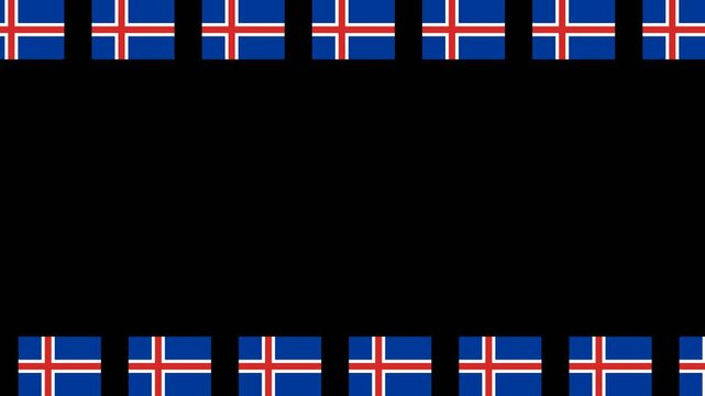 Iceland Flag Black Background Frame - Moving Edge Border Seamless Loop
