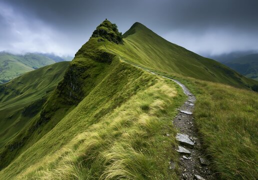 Amateur photo: atmospheric landscape about essence of solitude and reflection. The scene balances the weight of misty, rolling hills against a piercing sunburst through the clouds, evoking a deep emot