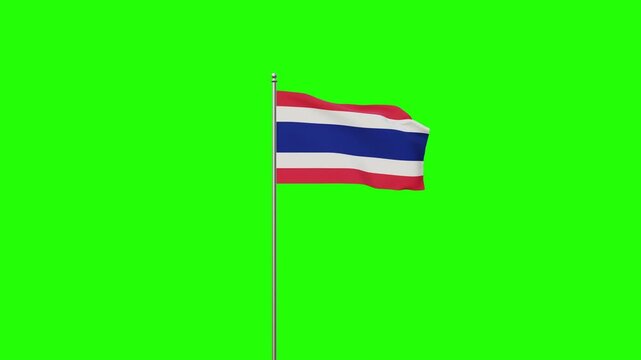 Thailand National Flag on Green Background. Full HD. 4K