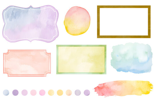 Soft watercolor frames and white border templates in a set