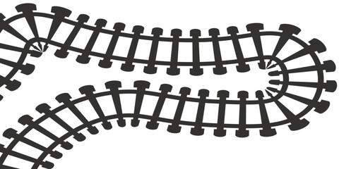 Fototapeta premium Railway train track vector route, Rail pattern round circular curve railroad path icon Vector Illustration. eps10
