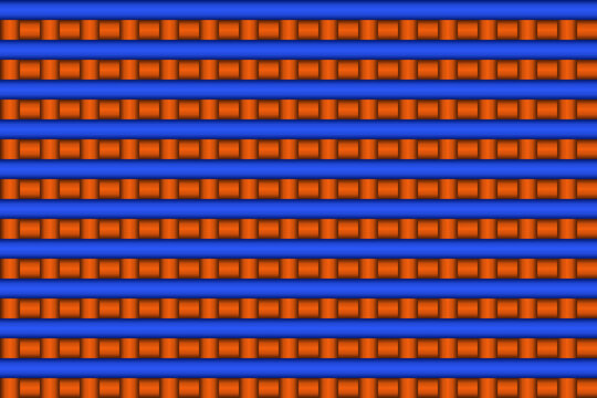 Abstract geometric background featuring a modern 3D woven pattern with blue and orange cylinders