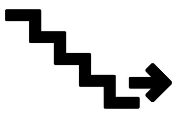 Fototapeta premium Staircase arrow down vector icon representing business decline or financial loss concept