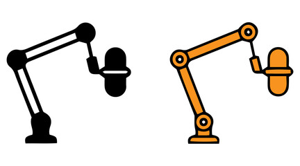 Podcast Studio Icons – Recording Microphone Arm Vector Set © Suraiya