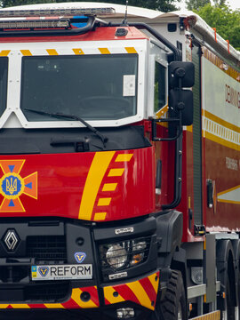 Ukraine, Kyiv - May 27, 2026:Ukrainian Armored Demining and Rescue Truck of State Emergency Service Close Up