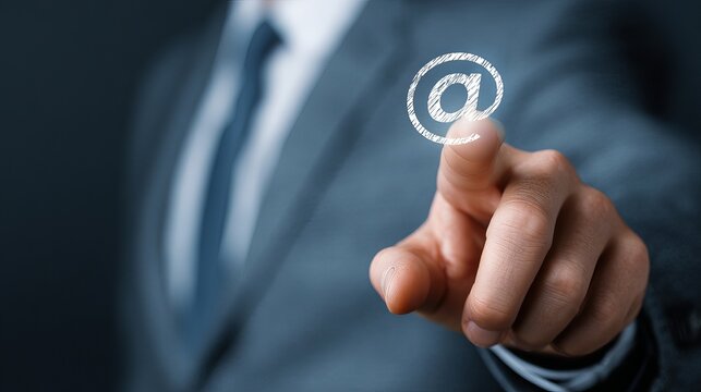 Businessman using thin LINE contact communication icons, customer support and digital connection concept, professional corporate employee interacting with online contact network, customer service, com