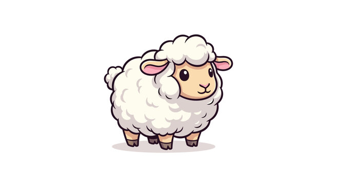 Cartoon sheep illustration isolated on white background for design resources