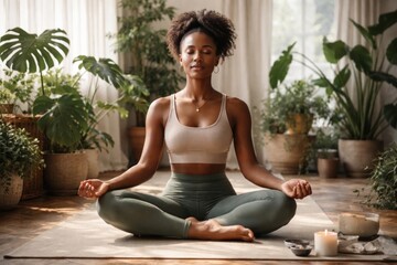 Naklejka premium Serene yoga meditation in nature.