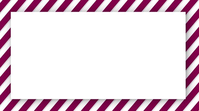 Abstract background with dynamic diagonal stripes animation, featuring vibrant maroon diagonal lines moving smoothly across white center rectangle for creative design. 