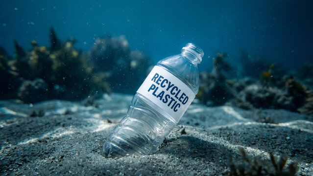 An bioplastic water bottle from a innovative marine biodegradable materials like LAHB and CDA
