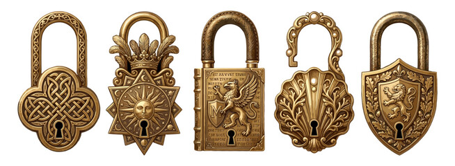 golden watercolor realistic lock © Mandosalam