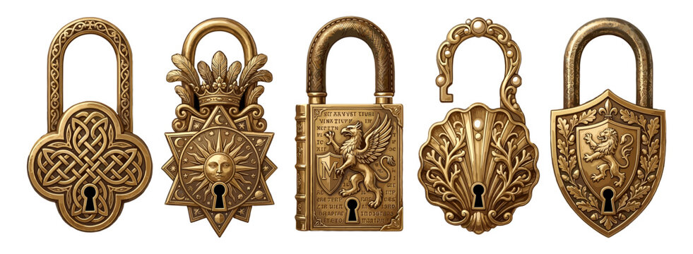 golden watercolor realistic lock