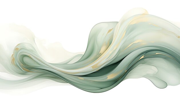 Flowing Green and White Abstract Wave on White Background