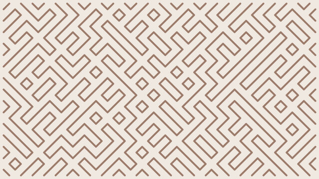 Seamless Truchet vector labyrinth pattern in muted clay brown