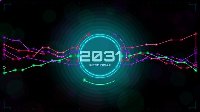 Futuristic hud interface with data graph and digital system online animation
