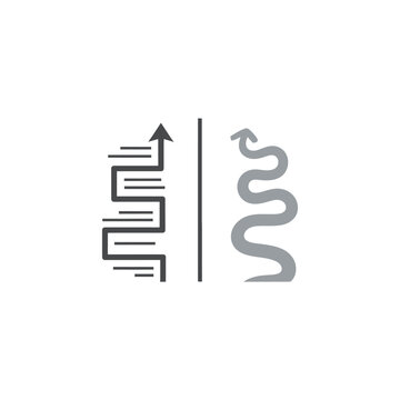 Two distinct path designs, one a straight upward arrow with blocks and another a smooth winding arrow, representing different types of progress and strategic choices on an isolated white background.