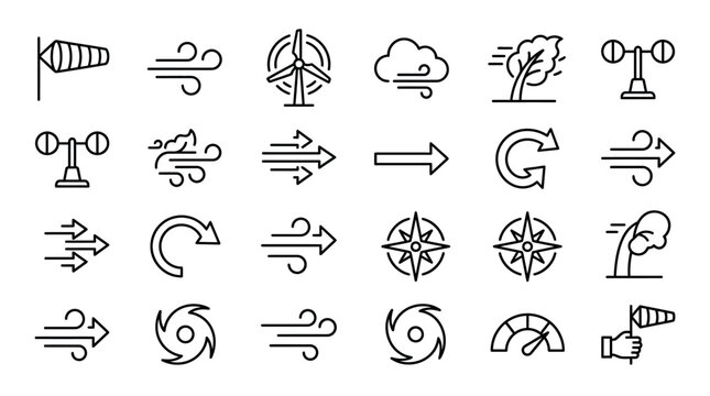 Weather icons wind direction meteorology climate and forecasting elements
