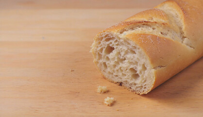 French Baguette Crust and Crumb with Copy Space