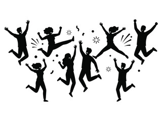 Fototapeta premium Happy Friends Group Jumping Silhouette Friendship Day Celebration Vector Illustration 