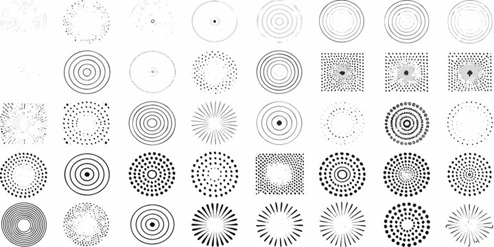 Concentric circle patterns in black and white a geometric vector arrangement