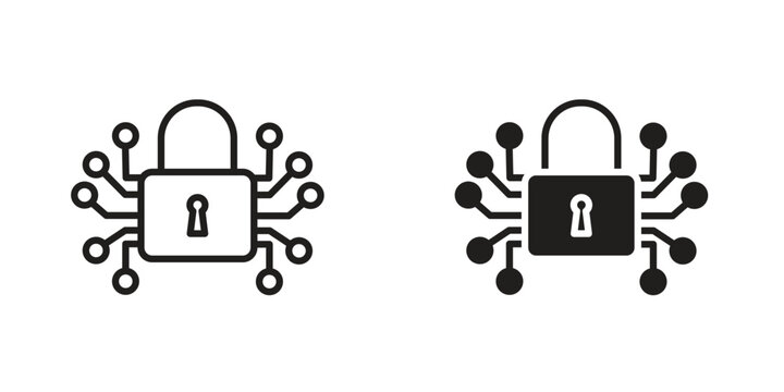 Digital Locked icon Design Illustrations. editable web icons
