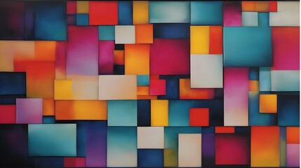 Fototapeta premium Abstract geometric background with overlapping colorful rectangles and gradient light effects multi colored abstract background geometric rectangles colorful gradient